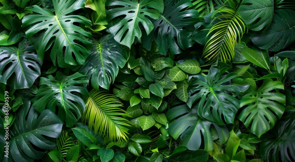 Lush Green Tropical Foliage Background Lush Green Tropical Foliage Background