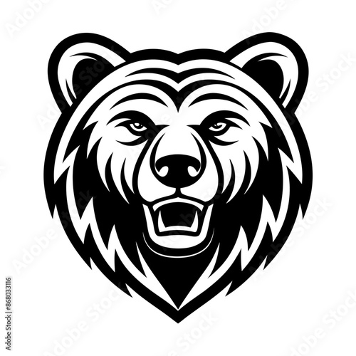 Bear Head Tattoo. Mascot Creative Design.