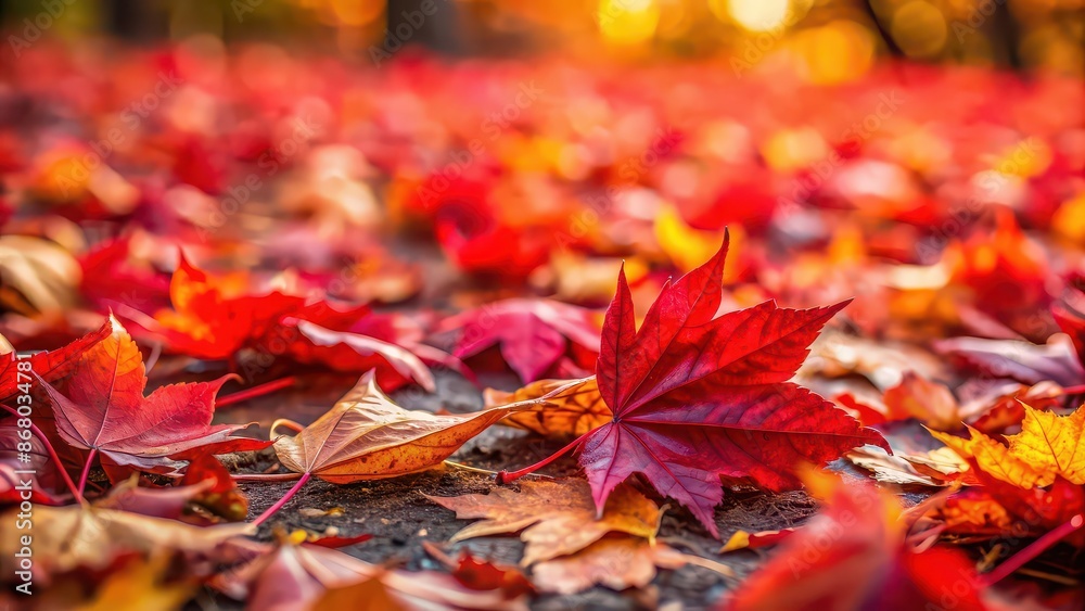 Vibrant red autumn leaves on the ground, foliage, fall, seasonal, nature, colorful, autumnal, outdoor, forest Vibrant red autumn leaves on the ground, foliage, fall, seasonal, nature, colorful, autumnal, outdoor, forest