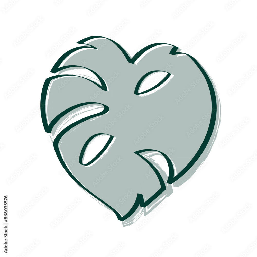 Naklejka premium Monstera's Leaf - Tropical Plant Illustration - 01