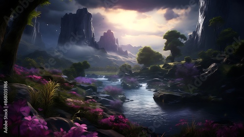 landscape with a waterfall