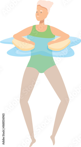 Active senior enjoying water aerobics workout for fitness and rehabilitation