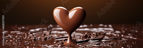 Chocolate Heart Dripping Into Melted Chocolate