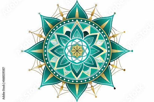Spiritual, Geometric, WhiteBackground, SacredGeometry, Mandala design on white background with sacred geometry symbols photo