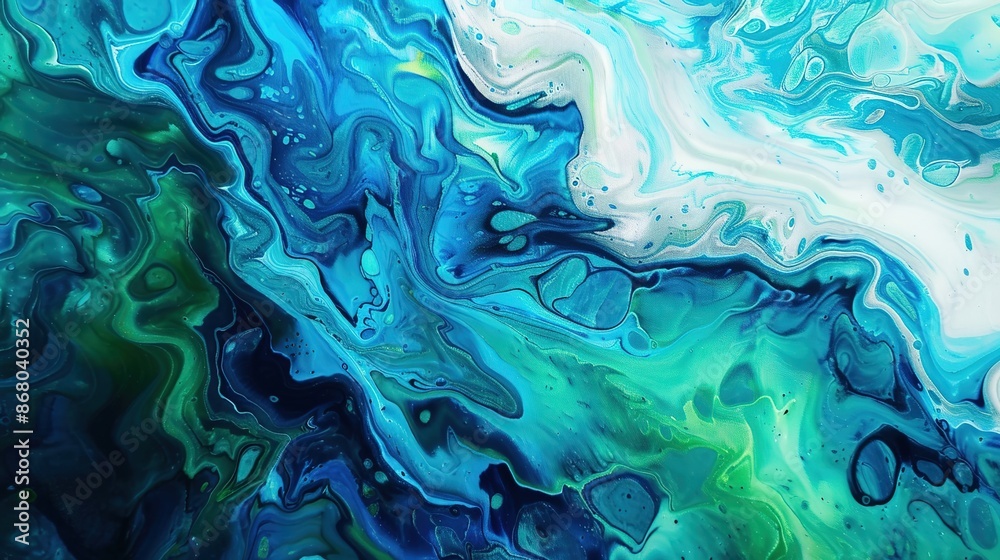 Tranquil Ocean Waves - Abstract Fluid Painting in Shades of Blue and Green Tranquil Ocean Waves - Abstract Fluid Painting in Shades of Blue and Green
