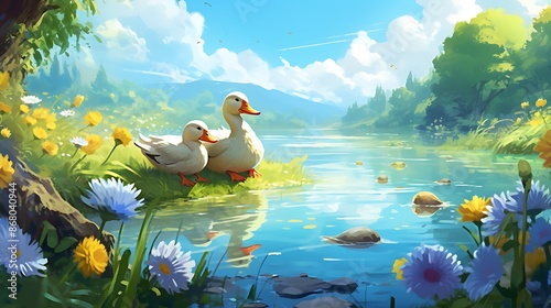 ducks in the pond