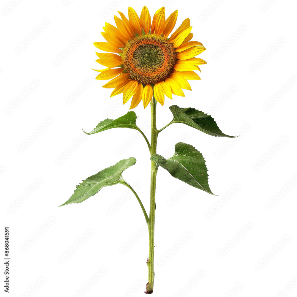Fototapeta premium Single Sunflower isolated on white background