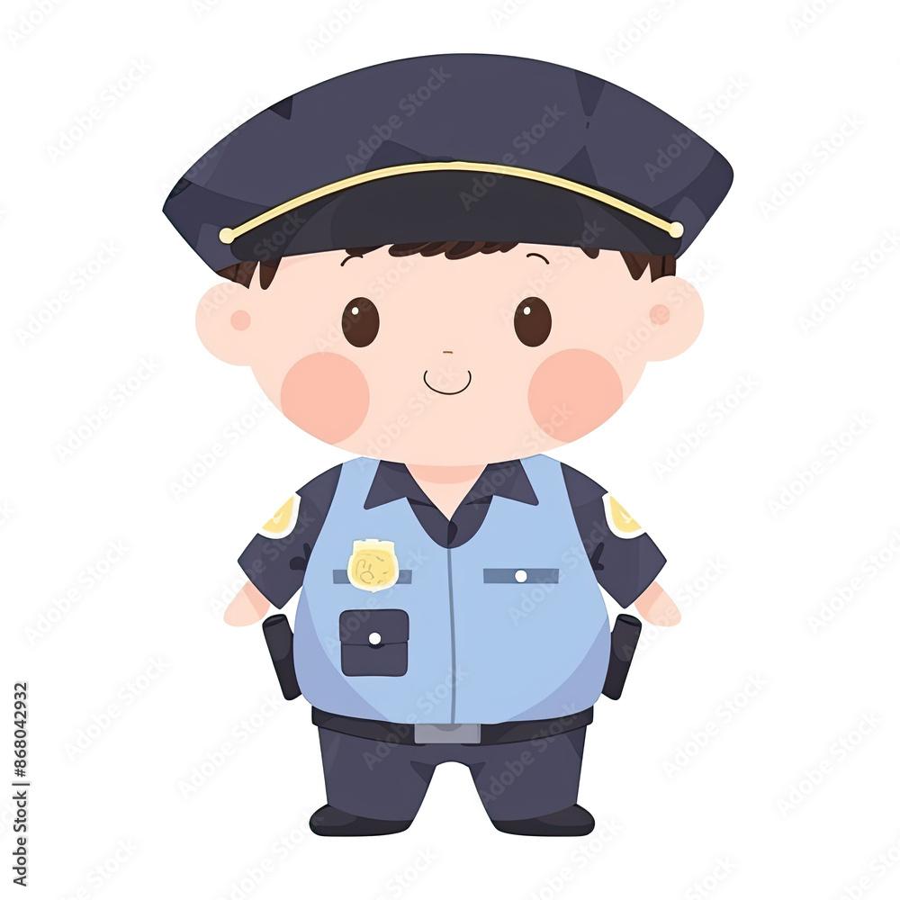 an illustration of a fat, red-cheeked baby wearing a security guard outfit an illustration of a fat, red-cheeked baby wearing a security guard outfit