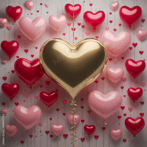 3d heart shaped baloons on wall