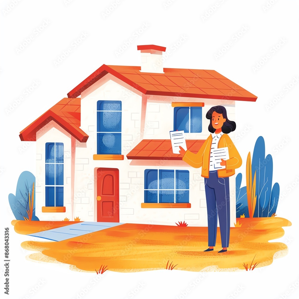Couple evaluating fixerupper, potential project, Watercolor style Couple evaluating fixerupper, potential project, Watercolor style