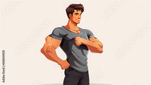 筋肉をアピールする男性