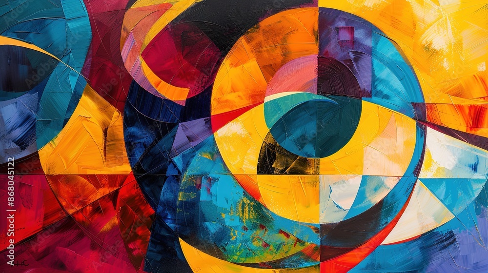 Fototapeta premium Vibrant Contrasts: Contemporary Abstract Art with Clean Lines