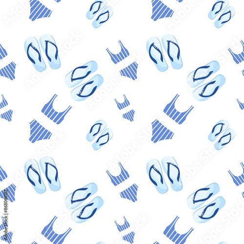 seamless pattern with sandal and swimsuit