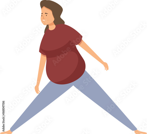 Young woman doing stretching exercise wearing comfortable clothes