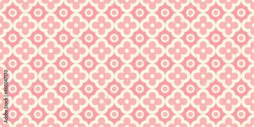 A pattern of pink and white circles and squares