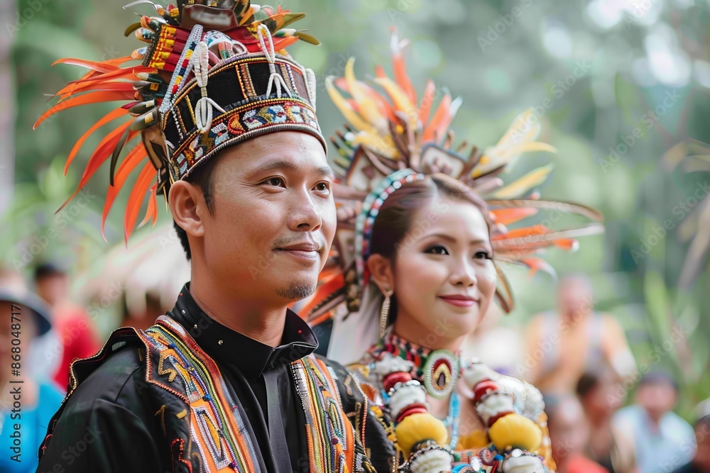 Fototapeta premium Traditional Attire in a Festive Setting