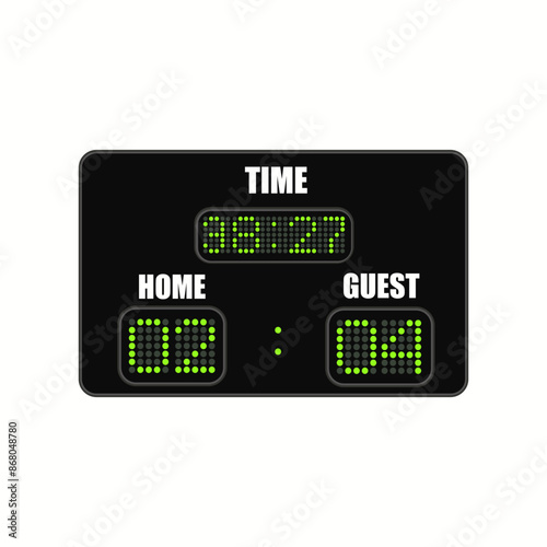 Scoreboard with soccer time and football match result display