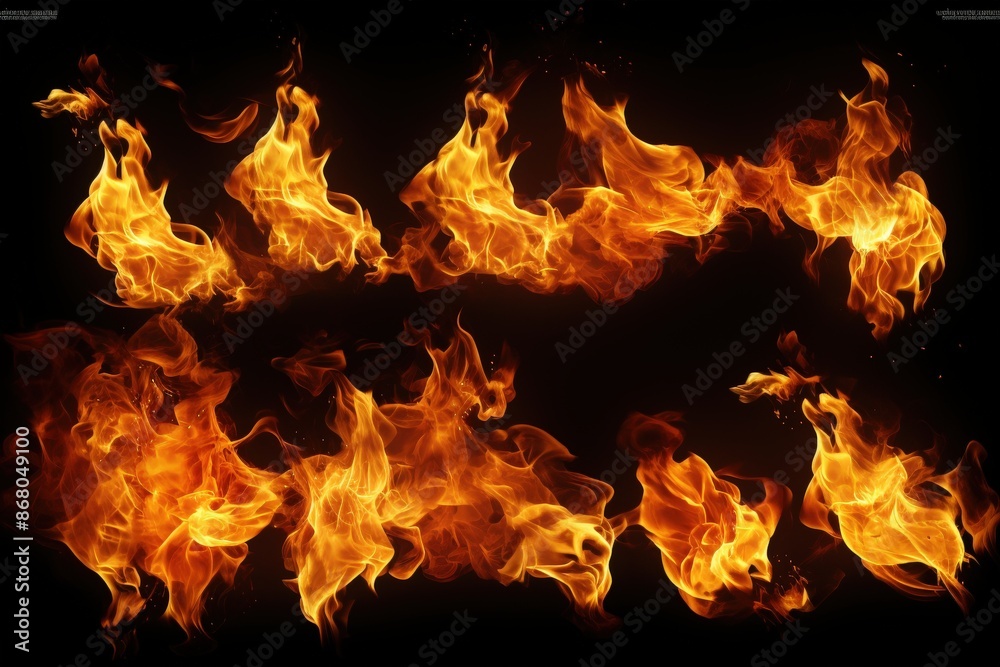 Collection of Fire Flames Isolated on Black Background Collection of Fire Flames Isolated on Black Background