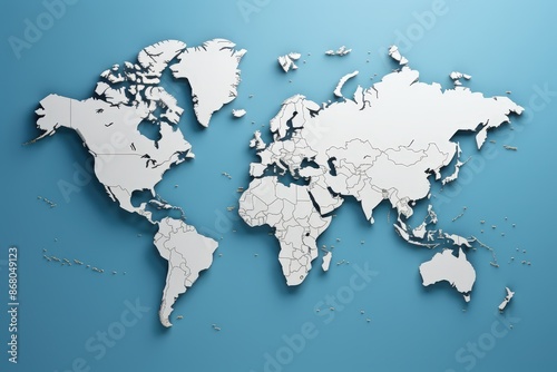 3D World Map with Country Borders