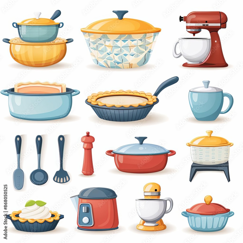 Fototapeta premium Pie Dish clipart, Kitchen Tools and Equipment element, isolated on white background