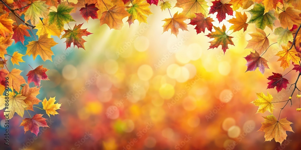 Vibrant autumn leaves against a warm and cool gradient background, symbolizing seasonal change and natural beauty, autumn Vibrant autumn leaves against a warm and cool gradient background, symbolizing seasonal change and natural beauty, autumn
