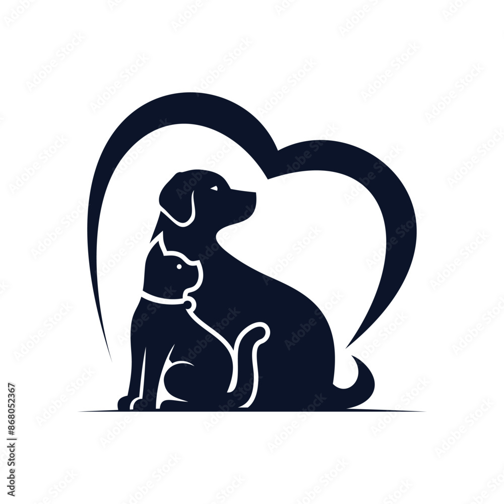 Obraz premium pet love logo design. pet care vector icon template