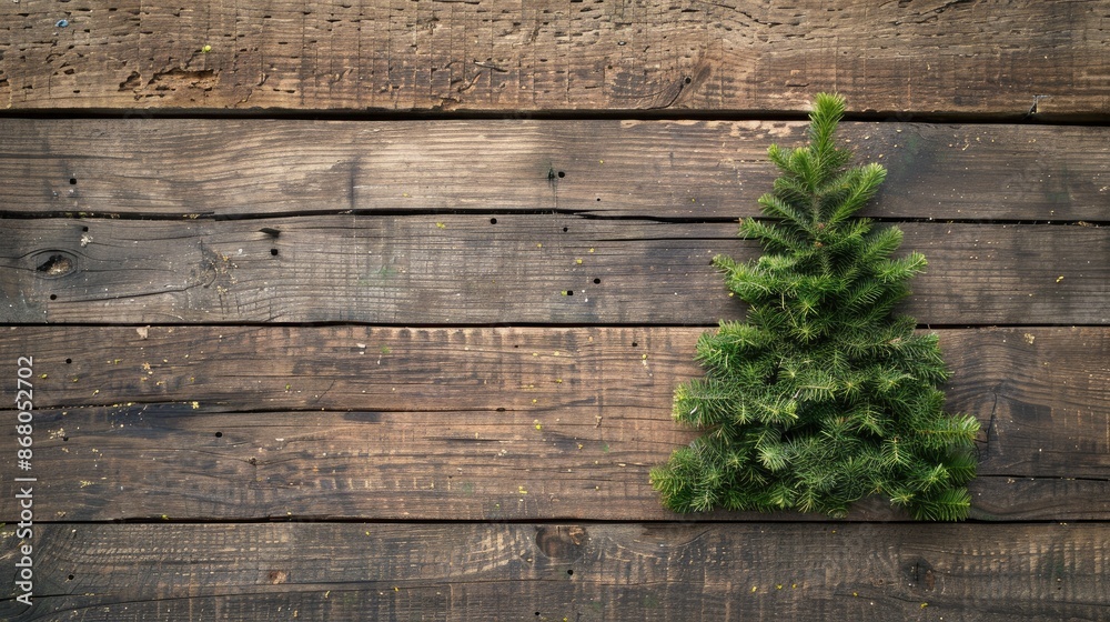Festive holiday backdrop with tree shape on wooden surface Festive holiday backdrop with tree shape on wooden surface