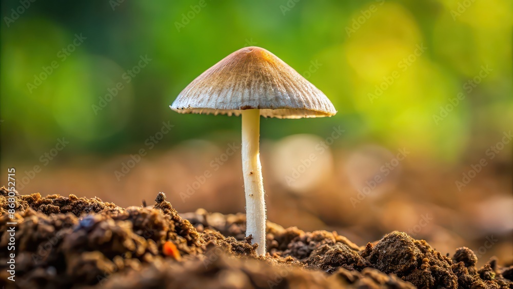 Close up of a psilocybin mushroom on a piece of dirt, magic mushroom, psilocybin, mushroom, close up, macro Close up of a psilocybin mushroom on a piece of dirt, magic mushroom, psilocybin, mushroom, close up, macro