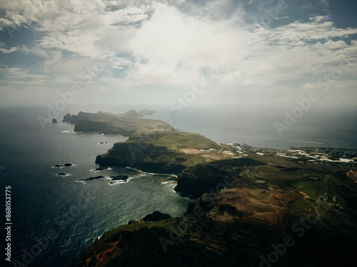  aerial shot of the Eastern tip of Madiera, an island in Atlantic, Portugal photo