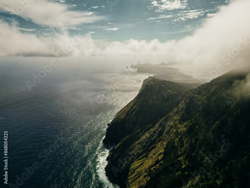  aerial shot of the Eastern tip of Madiera, an island in Atlantic, Portugal photo