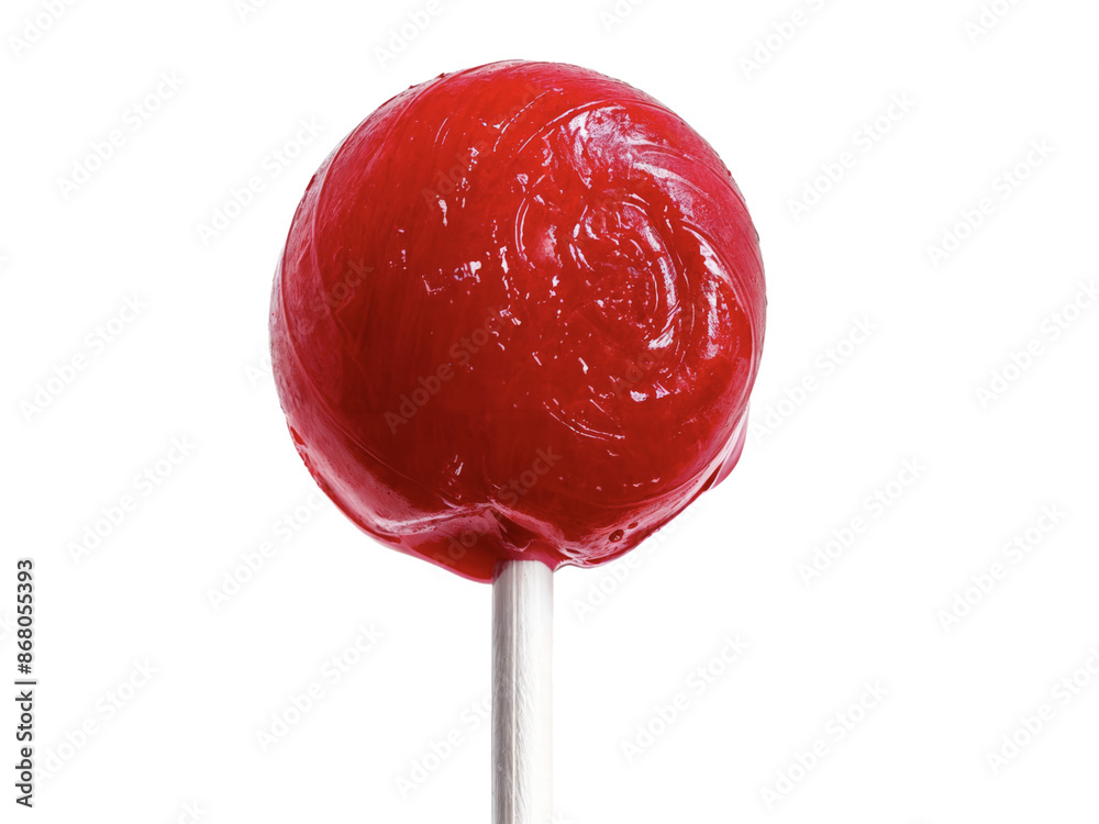 Close-Up of Red Lollipop on White Background Close-Up of Red Lollipop on White Background