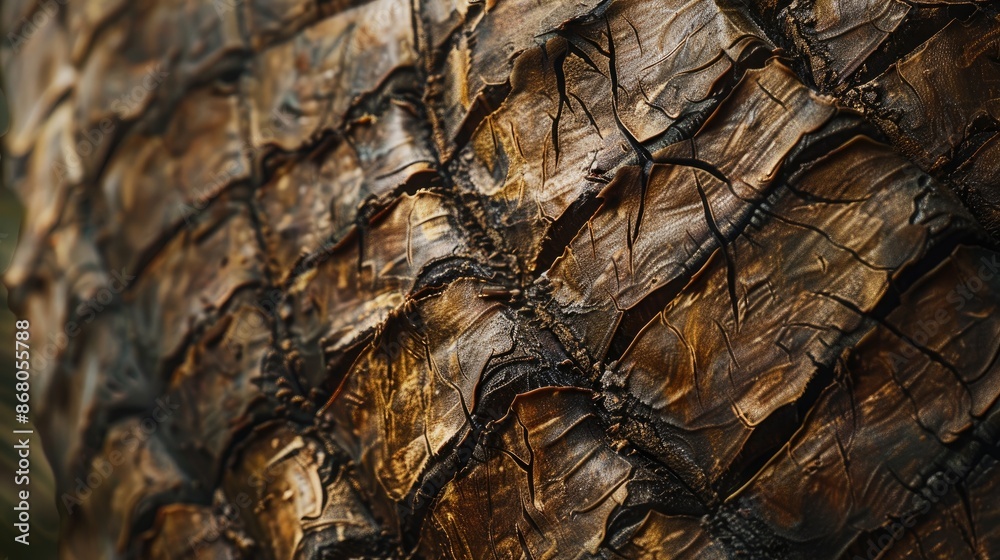 Texture and details of brown palm tree trunk in jungle setting for abstract background with copy space Texture and details of brown palm tree trunk in jungle setting for abstract background with copy space