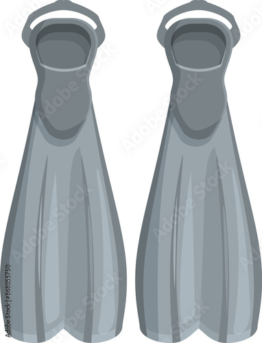 Pair of gray diving flippers, essential equipment for scuba diving and exploring the underwater world