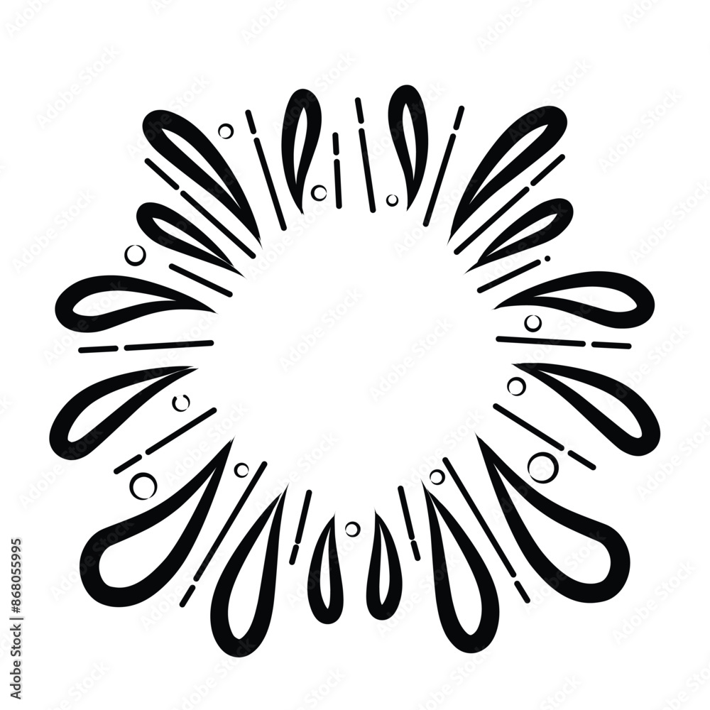 Fototapeta premium starburst doodle, water drop doodle, water doodle illustration vector