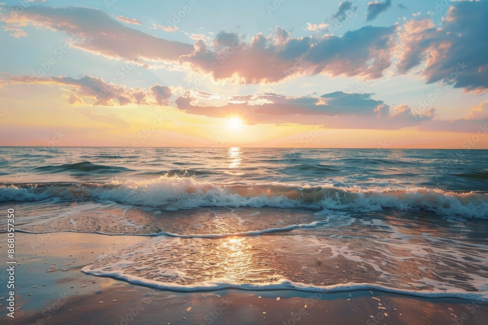 Fototapeta premium Sunrise Over a Serene Ocean