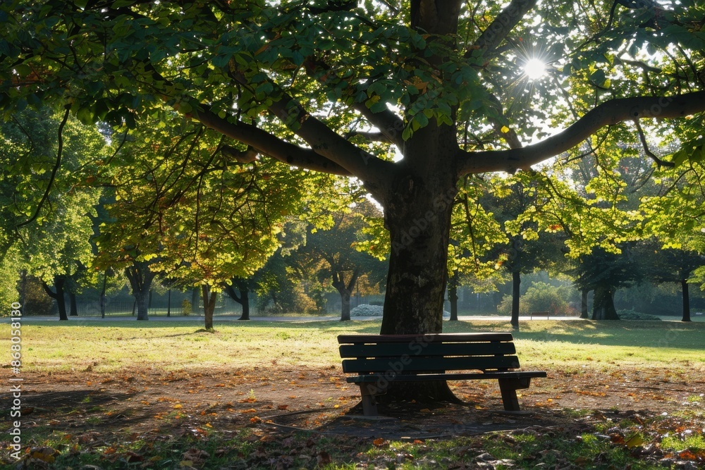 Sunlight Through Leaves on a Park Bench Sunlight Through Leaves on a Park Bench