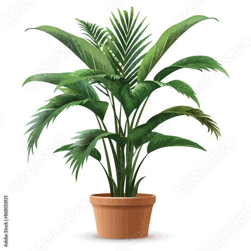vector houseplant in brown flowerpot on white background
