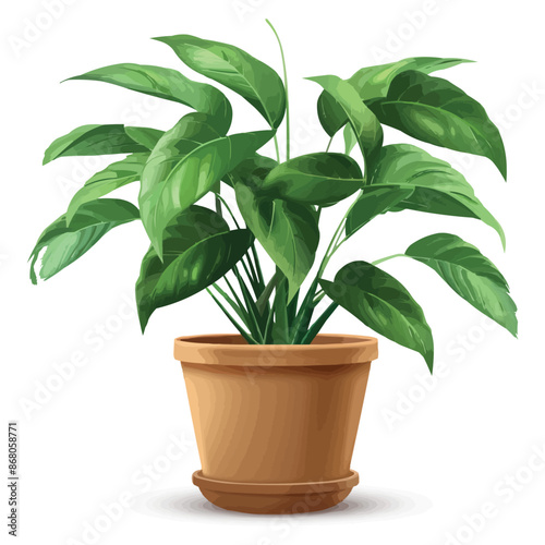 vector houseplant in brown flowerpot on white background