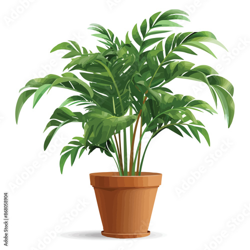vector houseplant in brown flowerpot on white background