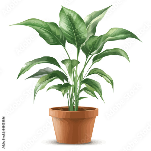 vector houseplant in brown flowerpot on white background