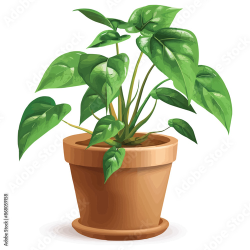 vector houseplant in brown flowerpot on white background