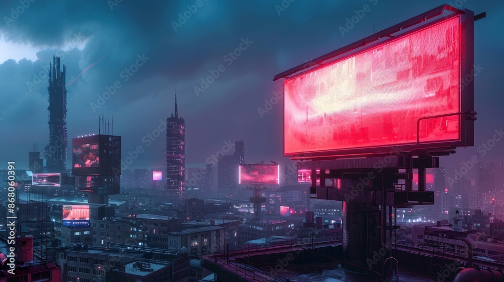 cyberpunk style urban billboard mockup cyberpunk style urban billboard mockup