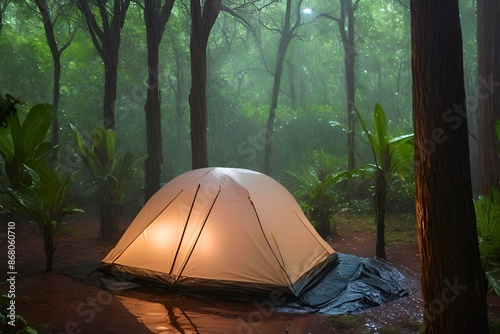 camping in the forest