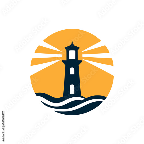 sea light house logo vector illustration template design