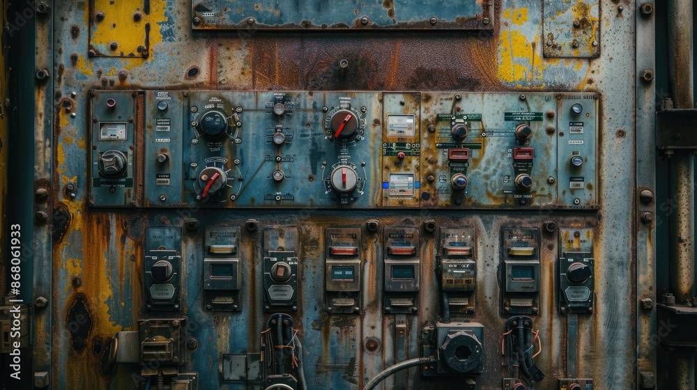 Close-up of industrial control panels and switches Close-up of industrial control panels and switches