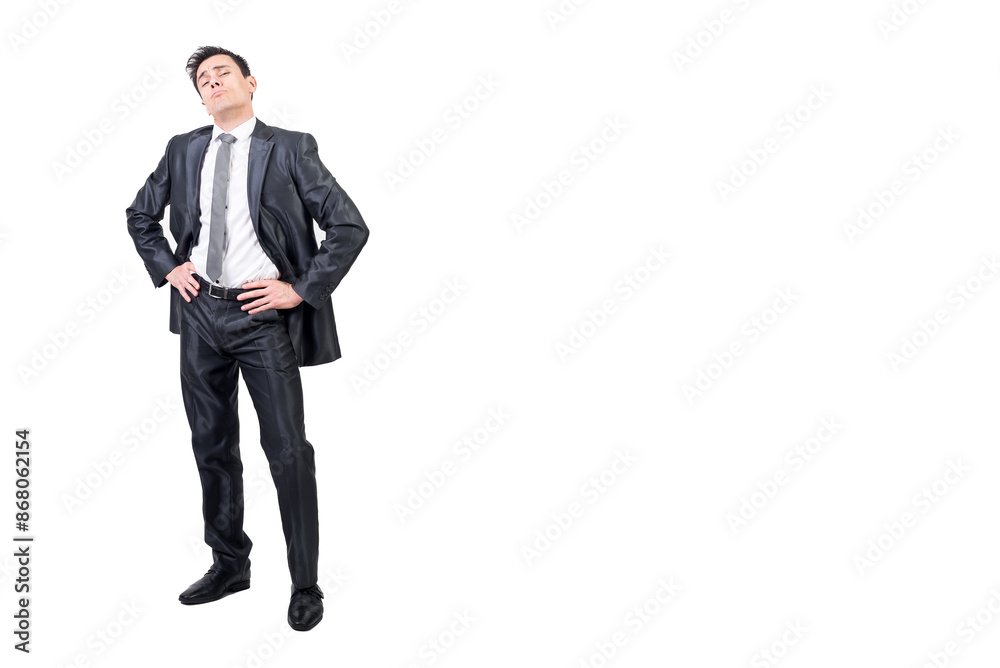 Arrogant man in formal suit. White background. Arrogant man in formal suit. White background.