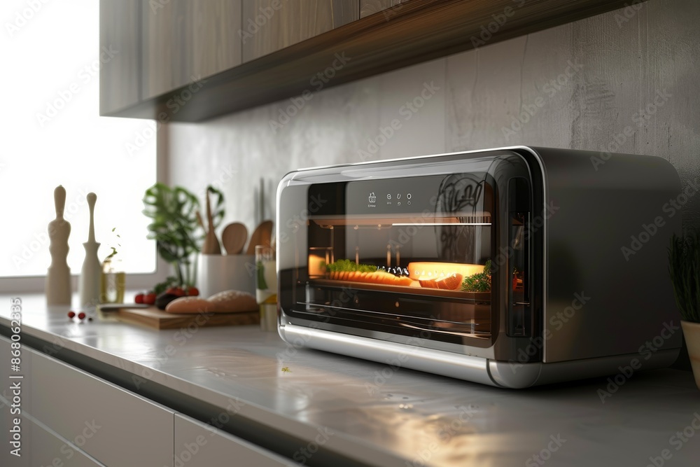 Modern Kitchen Countertop with a Sleek Oven Modern Kitchen Countertop with a Sleek Oven