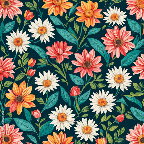 Seamless floral pattern background design 