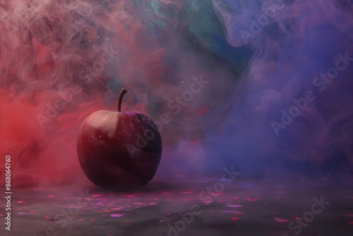 Abstract Apple With Colorful Smoke Background