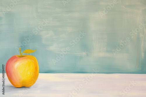 Abstract Acrylic Painting of an Apple in Soft Pastel Colors